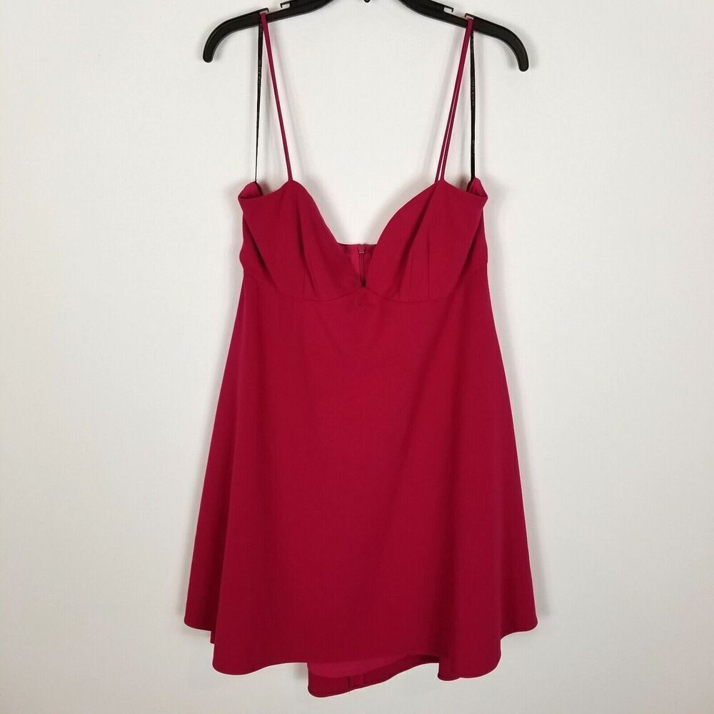 Black Halo Women McAdam Babydoll Mini Dress Size 14 Pink‎ Spaghetti Straps